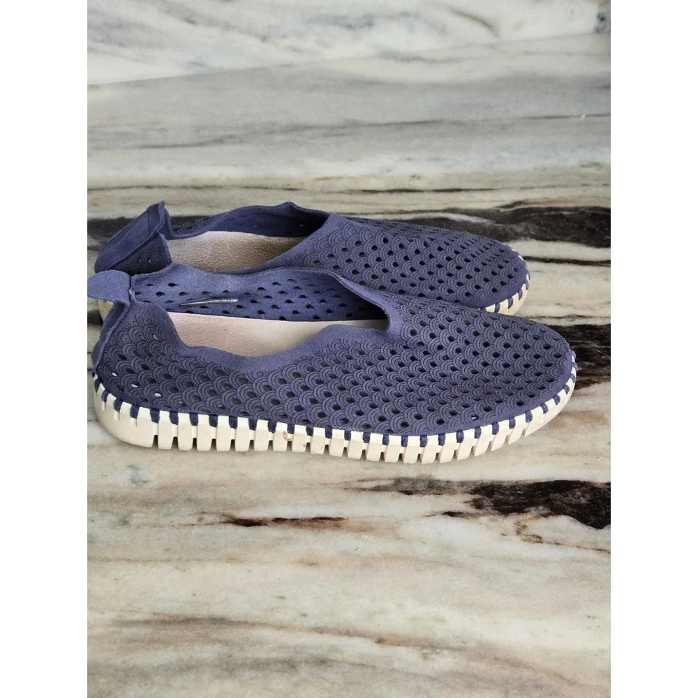 Ilse Jacobsen Tulip‎ 139 Blue Purple Laser Cut Slip On Shoes EU 38 US 7.5